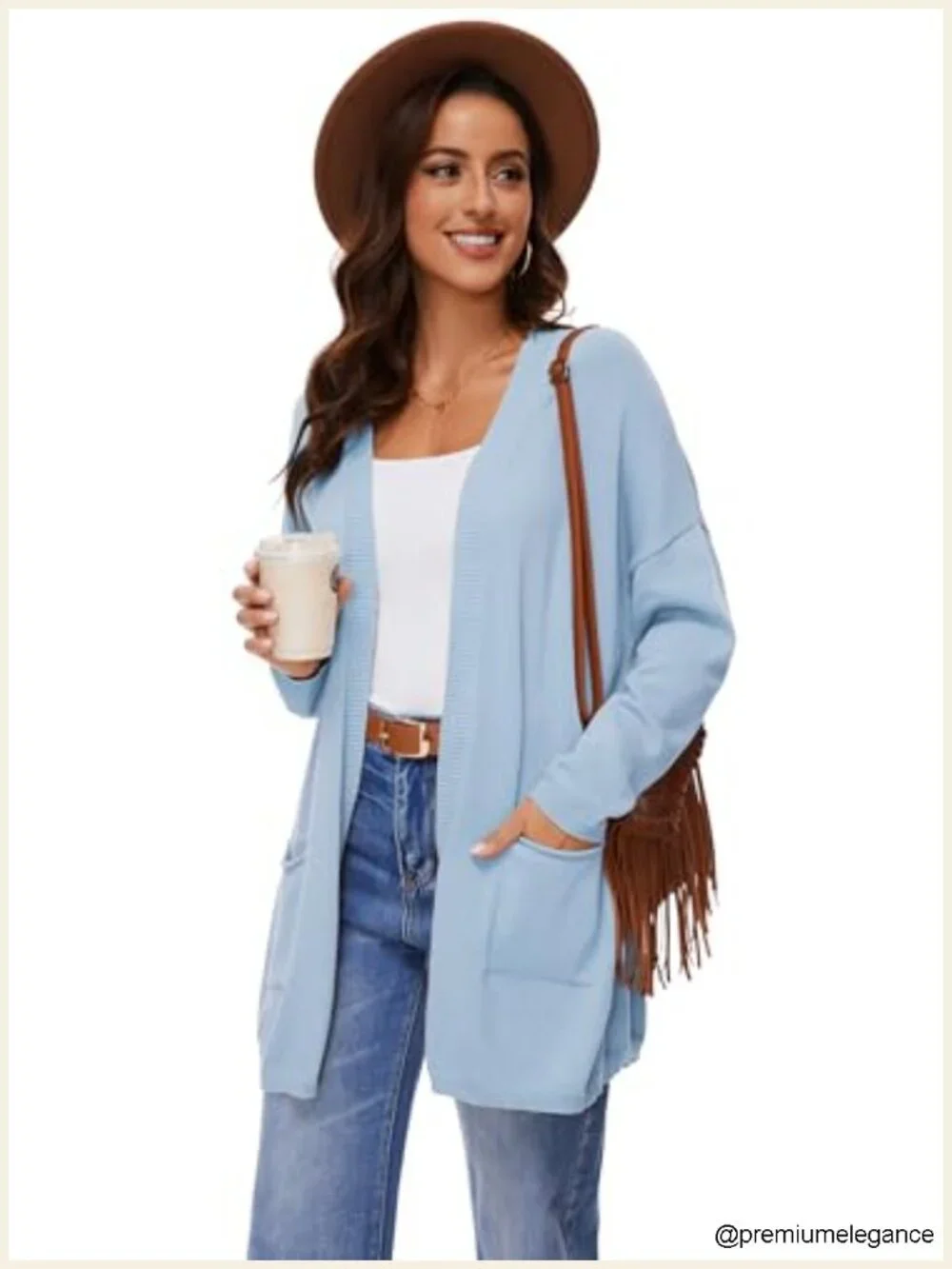100% Cotton Oversized Open Front Cardigan with Pockets Casual Knit Sweater
